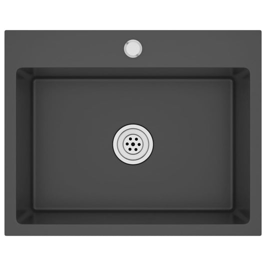 Handgemachte Einbauspüle Schwarz Edelstahl