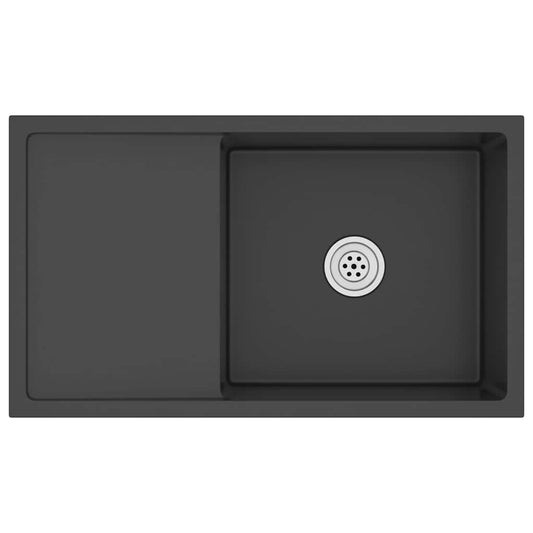 Handgemachte Einbauspüle Schwarz Edelstahl