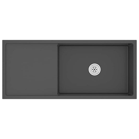 Handgemachte Einbauspüle Schwarz Edelstahl