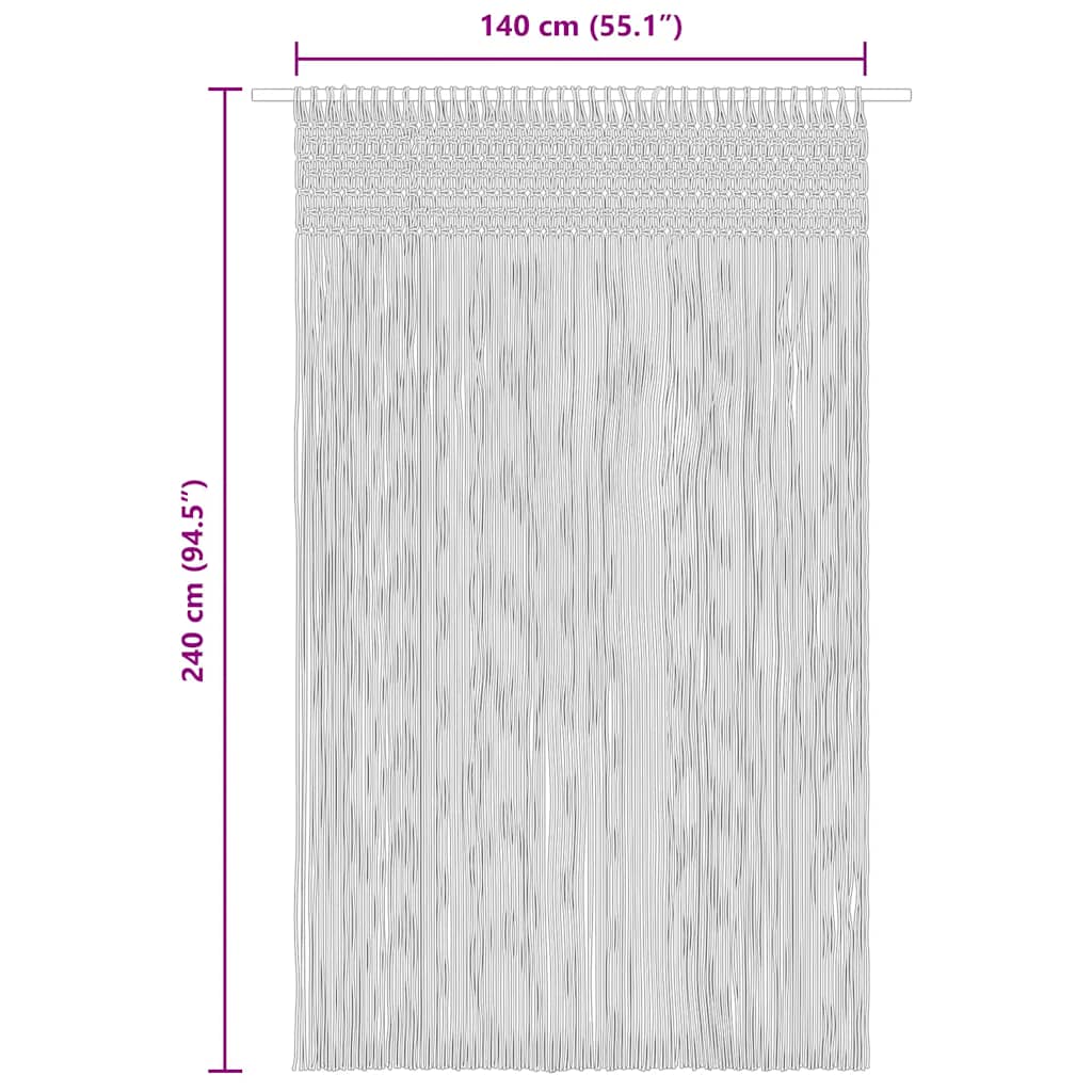 Makramee Vorhang Taupe 140x240 cm Baumwolle