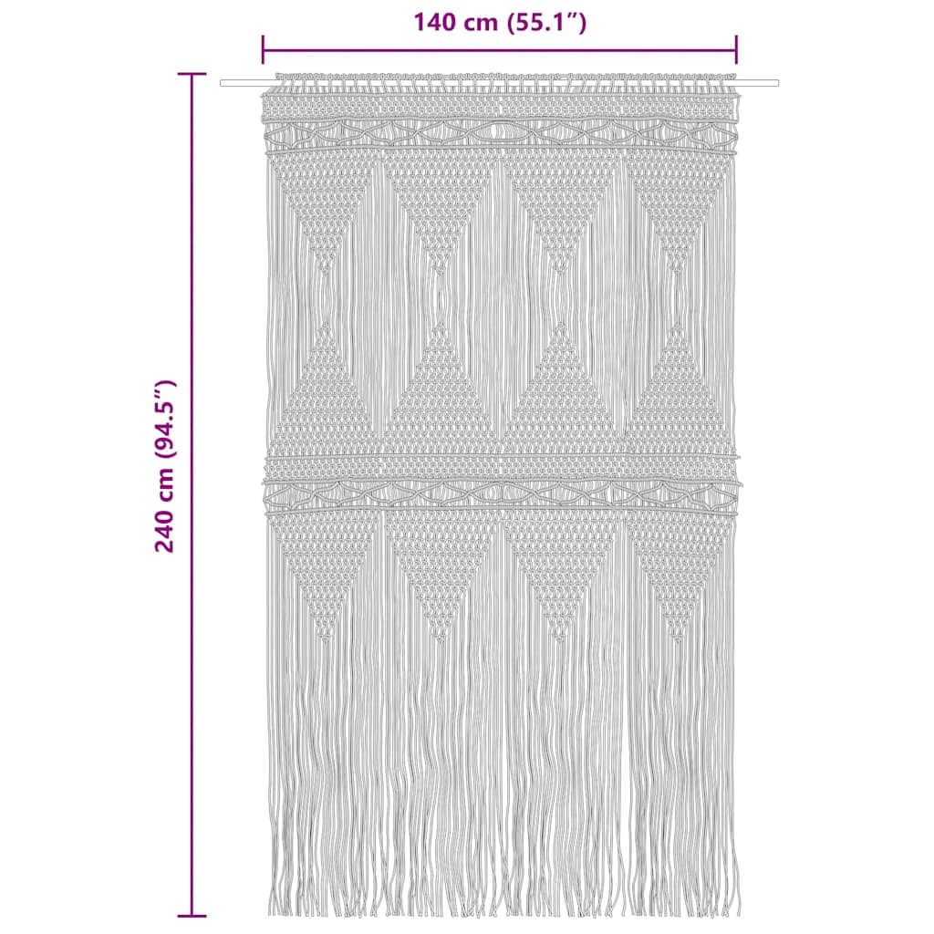 Makramee Vorhang Anthrazit 140x240 cm Baumwolle