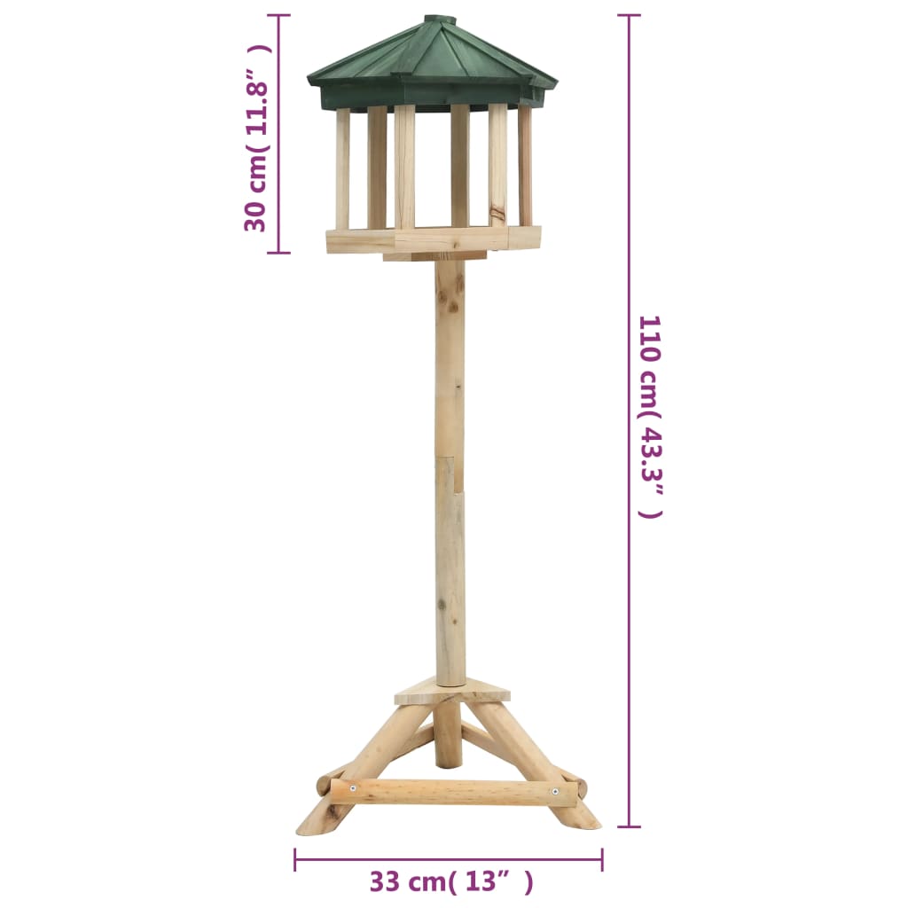 Vogelfutterhaus mit Ständer Tanne Massivholz 33x110 cm