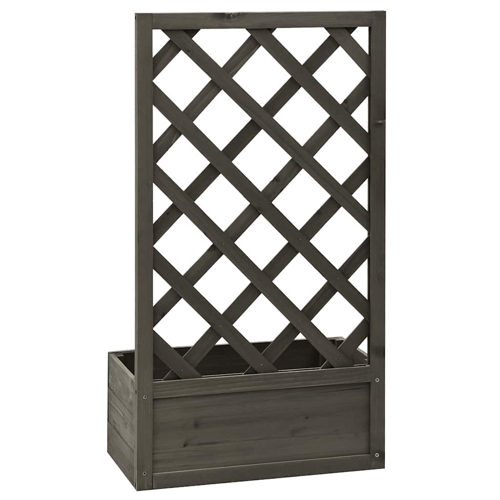 Garten-Spalier mit Blumenkasten Grau 50x25x90 cm Tannenholz