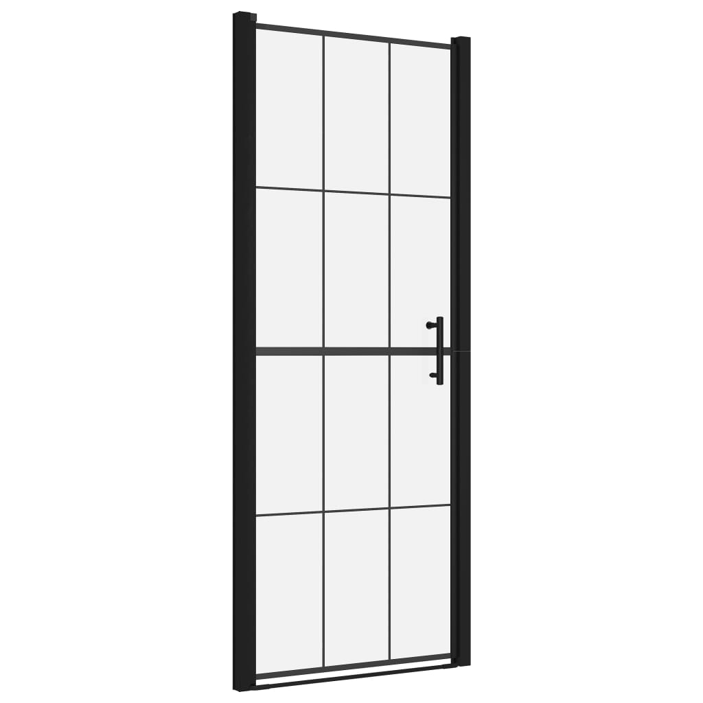 Brusedør hærdet glas 81x195 cm sort