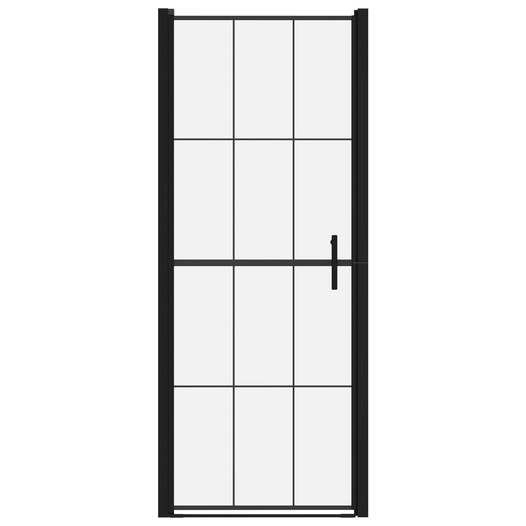 Brusedør hærdet glas 81x195 cm sort