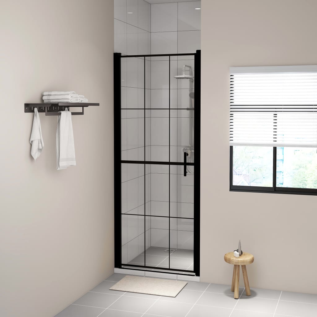 Brusedør hærdet glas 81x195 cm sort