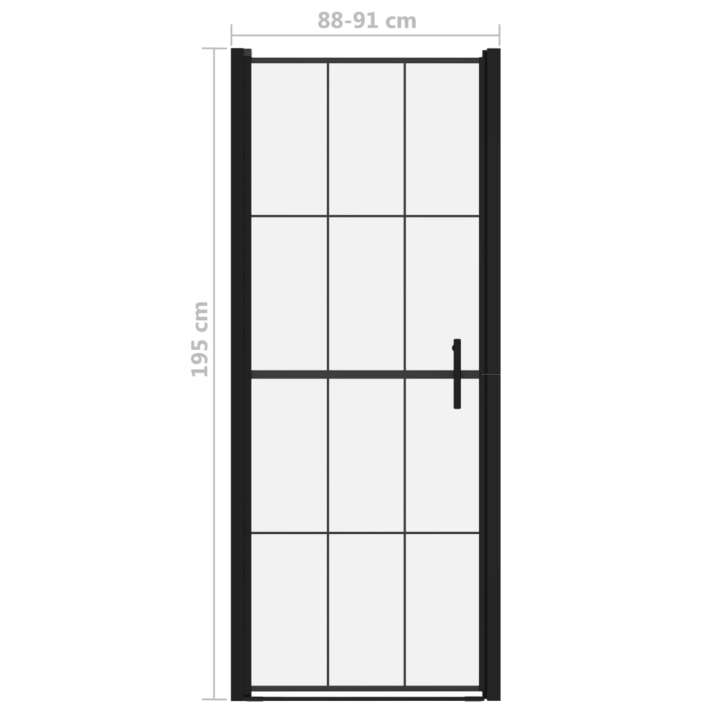 Brusedør hærdet glas 91x195 cm sort