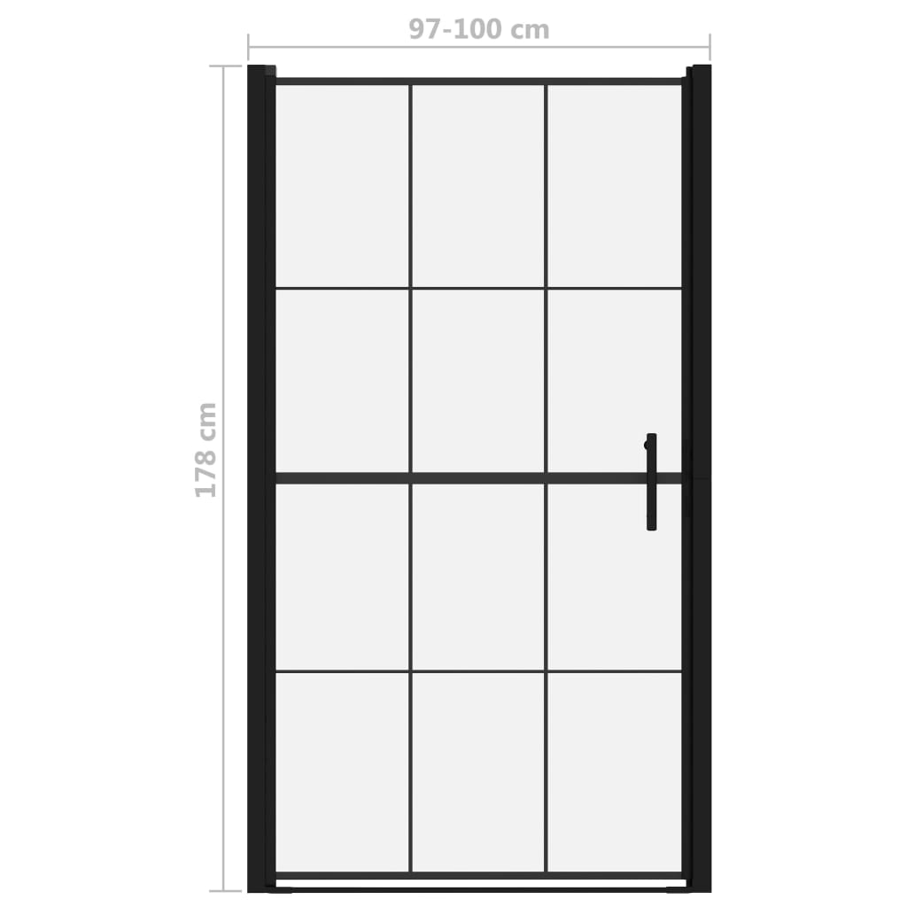 Brusedør hærdet glas 100 x 178 cm sort