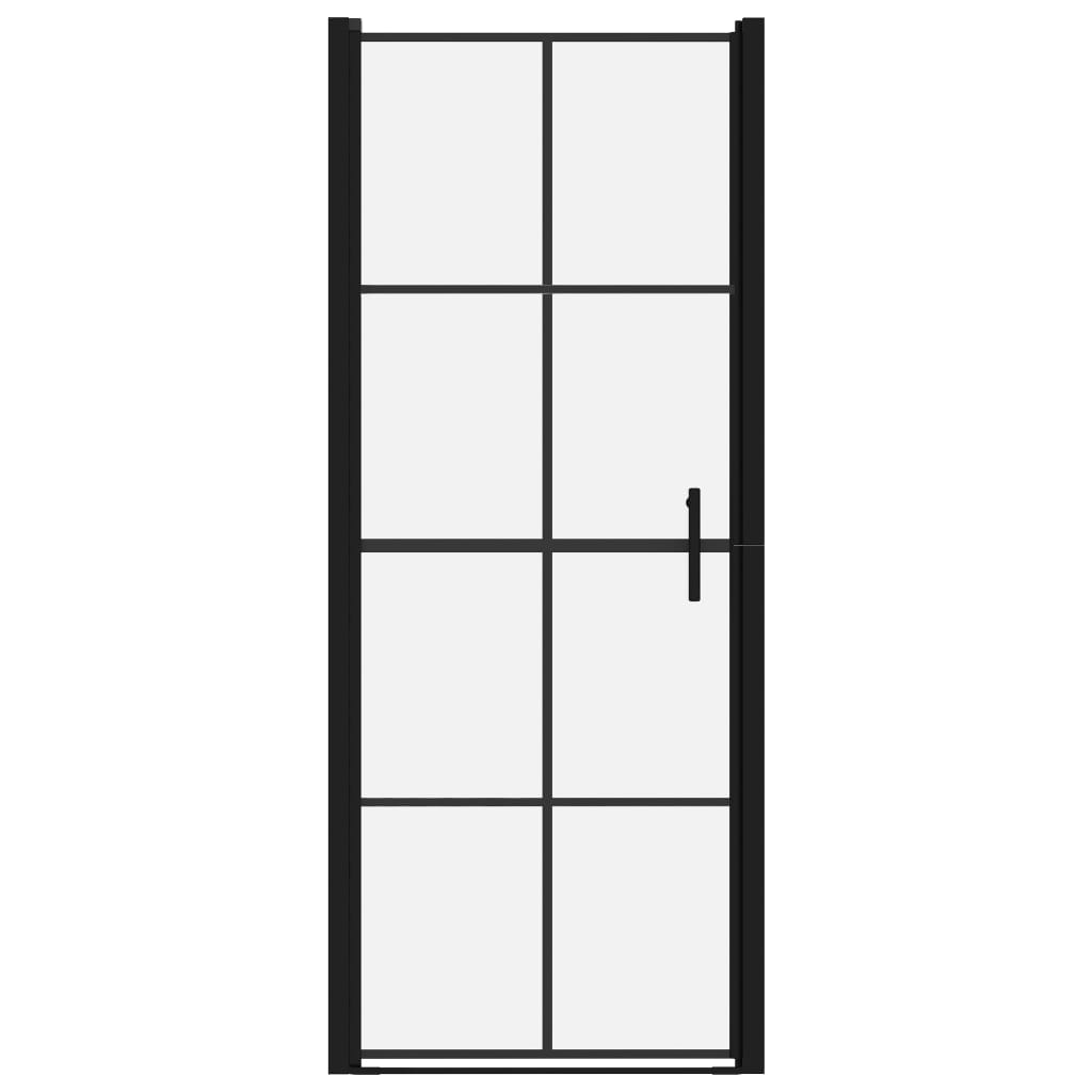 Brusedør hærdet glas 91x195 cm sort