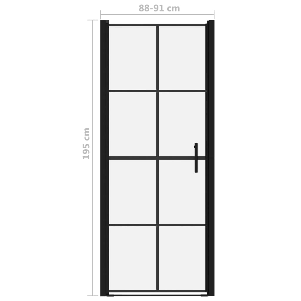 Brusedør hærdet glas 91x195 cm sort