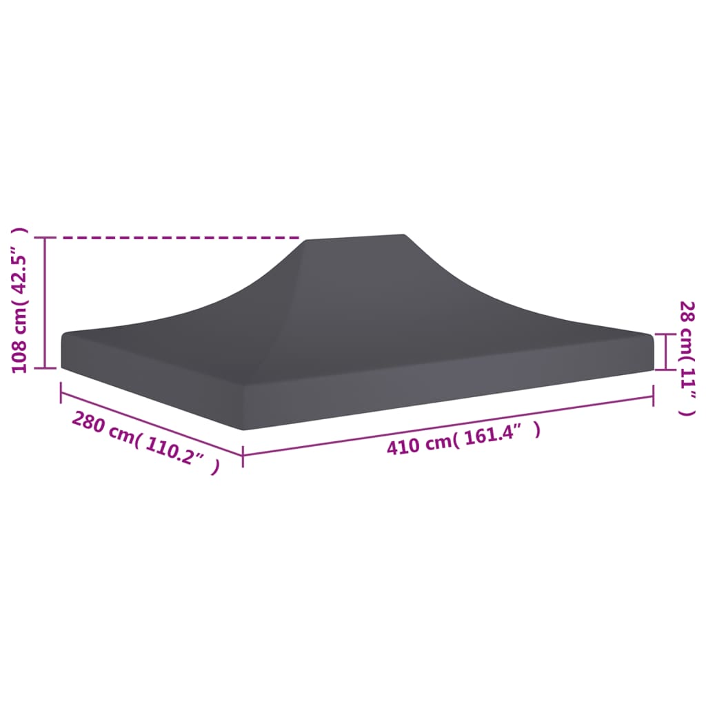 Partyzelt-Dach 4x3 m Anthrazit 270 g/m²