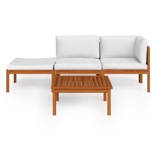 4-teiliges Garten-Lounge-Set mit Kissen Creme 63 x 63 cm