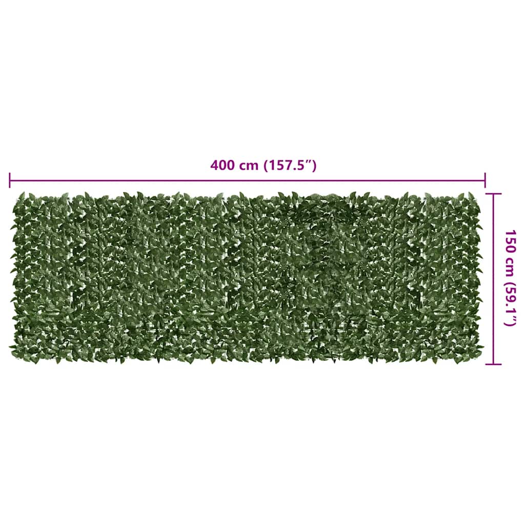 Balkon-Sichtschutz mit Dunkelgrünen Blättern 400x150 cm