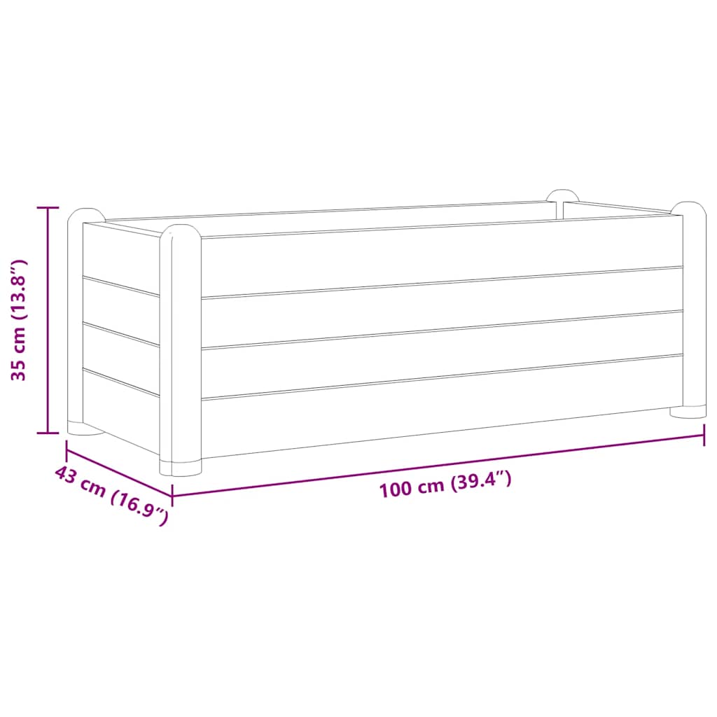 Garten-Hochbeet PP Mokka 100x43x35 cm