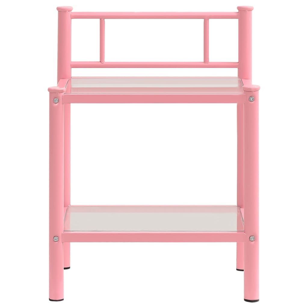 Sengeborde 2 stk Pink Transparent Metal og Glas