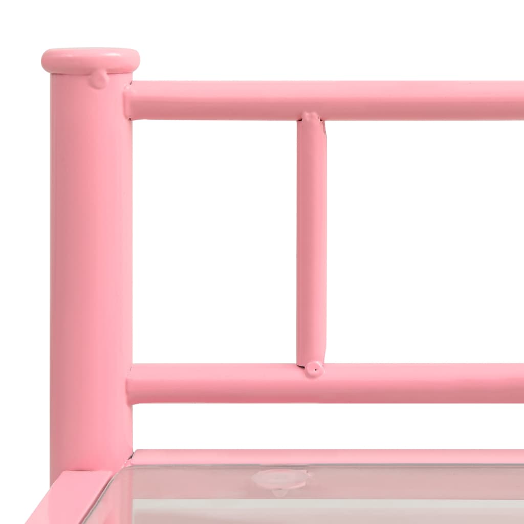Sengeborde 2 stk Pink Transparent Metal og Glas
