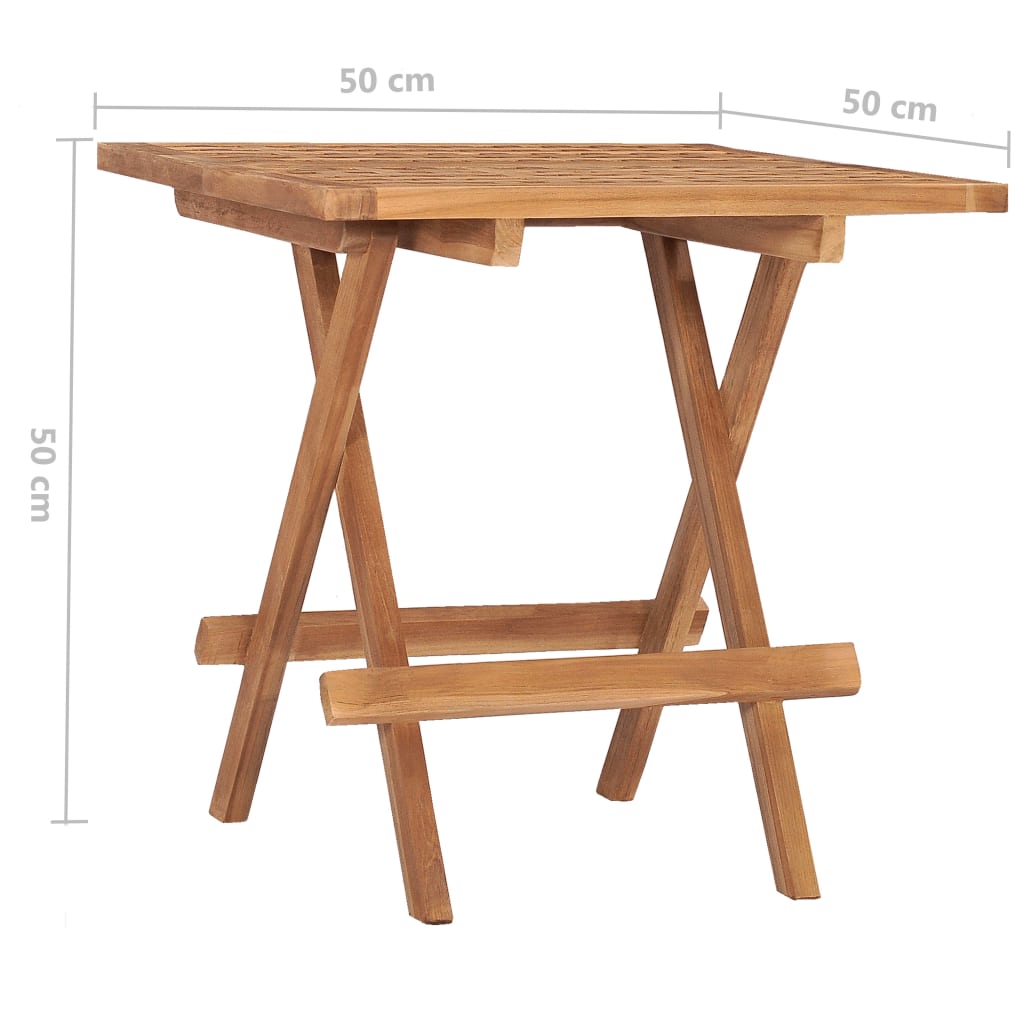 Sammenklappeligt havebord 50x50x50 cm massivt teaktræ