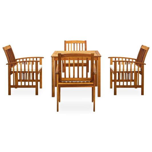 5-tlg. Garten-Essgruppe mit Kissen Massivholz Akazie
