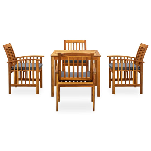 5-tlg. Garten-Essgruppe mit Kissen Massivholz Akazie