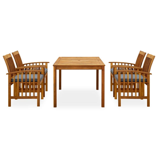 5-tlg. Garten-Essgruppe mit Kissen Massivholz Akazie