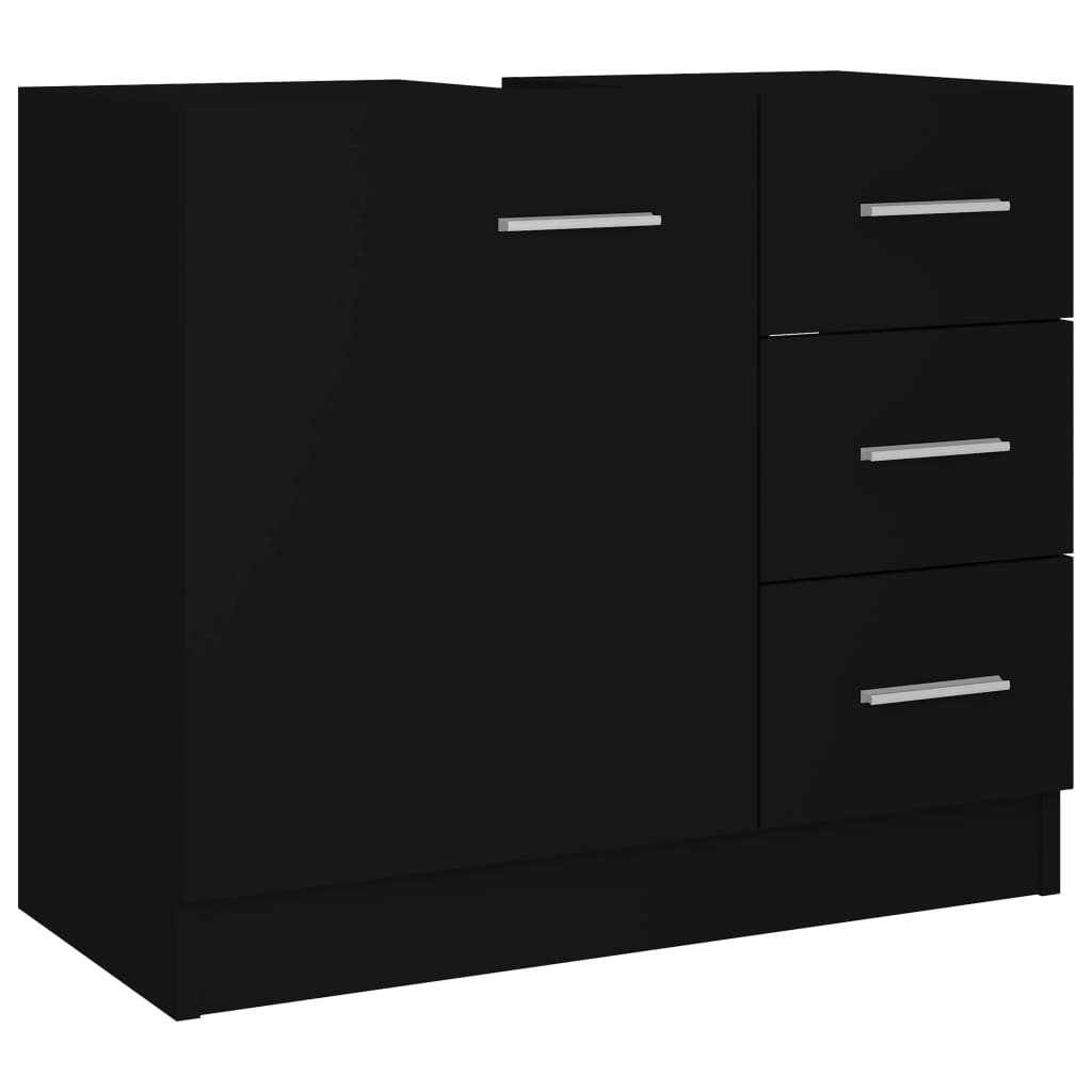 Håndvask Skab Sort 63x30x54 cm Træ Materiale