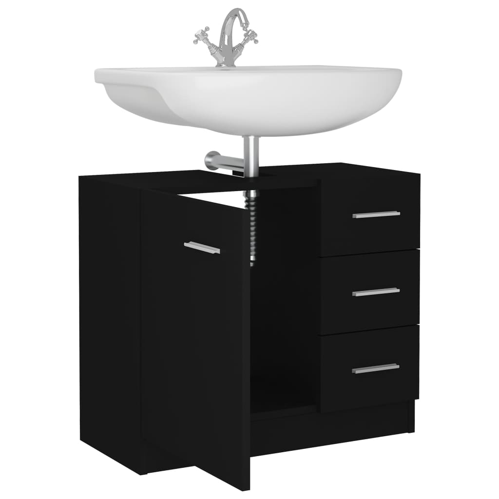 Håndvask Skab Sort 63x30x54 cm Træ Materiale