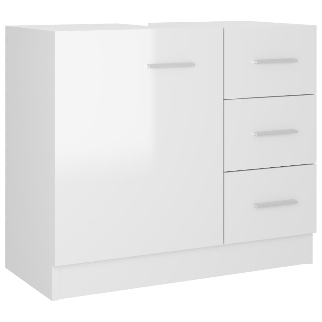 Håndvask underskab højglans hvid 63x30x54 cm spånplade