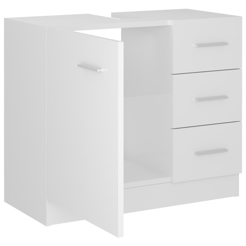 Håndvask underskab højglans hvid 63x30x54 cm spånplade
