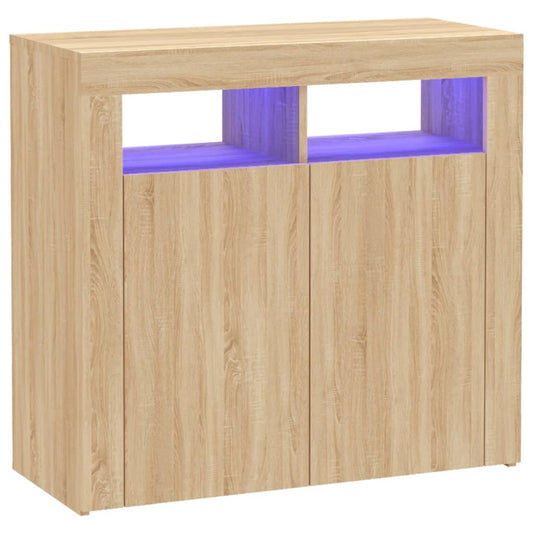 Sideboard mit LED-Leuchten Sonoma-Eiche 80x35x75 cm