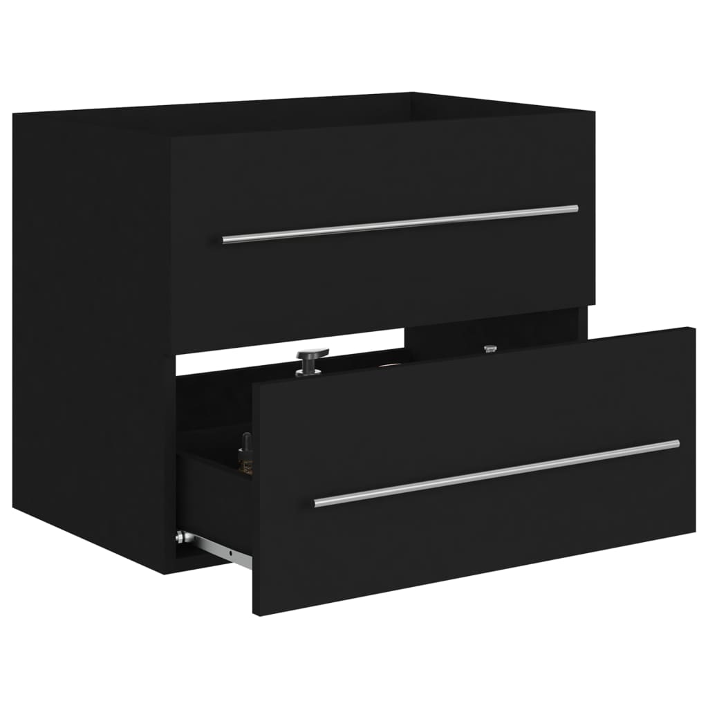 Håndvask Skab Sort 60x38,5x48 cm Træ Materiale