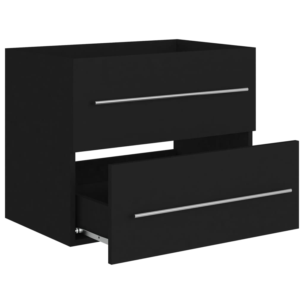 Håndvask Skab Sort 60x38,5x48 cm Træ Materiale