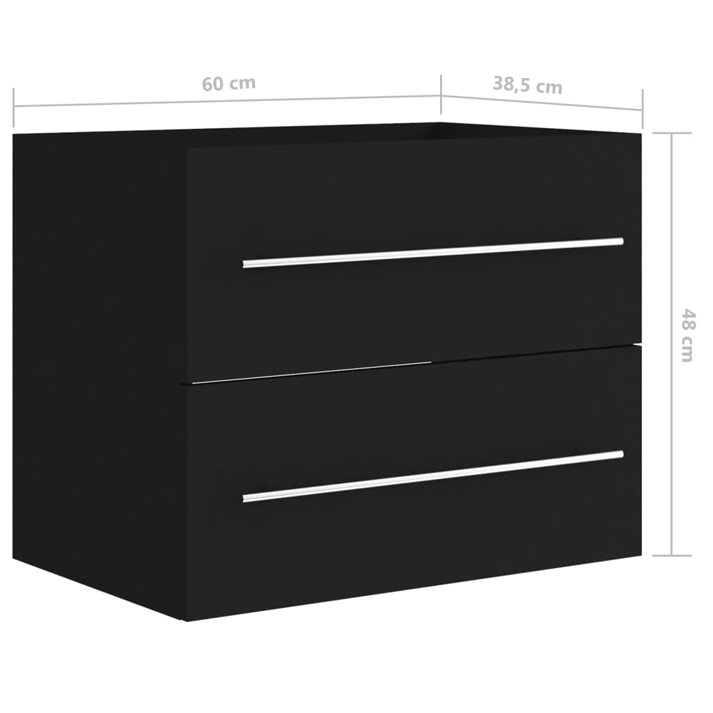 Håndvask Skab Sort 60x38,5x48 cm Træ Materiale