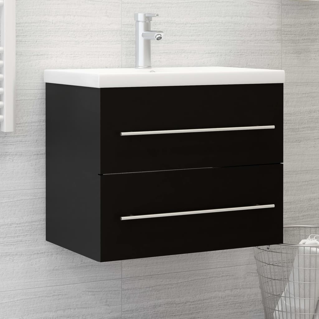 Håndvask Skab Sort 60x38,5x48 cm Træ Materiale