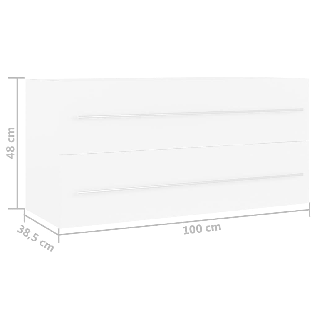 Håndvask Skab Hvid 100x38,5x48 cm Træ Materiale