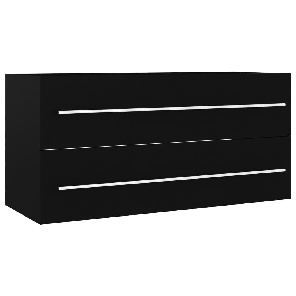 Håndvask Skab Sort 100x38,5x48 cm Træ Materiale
