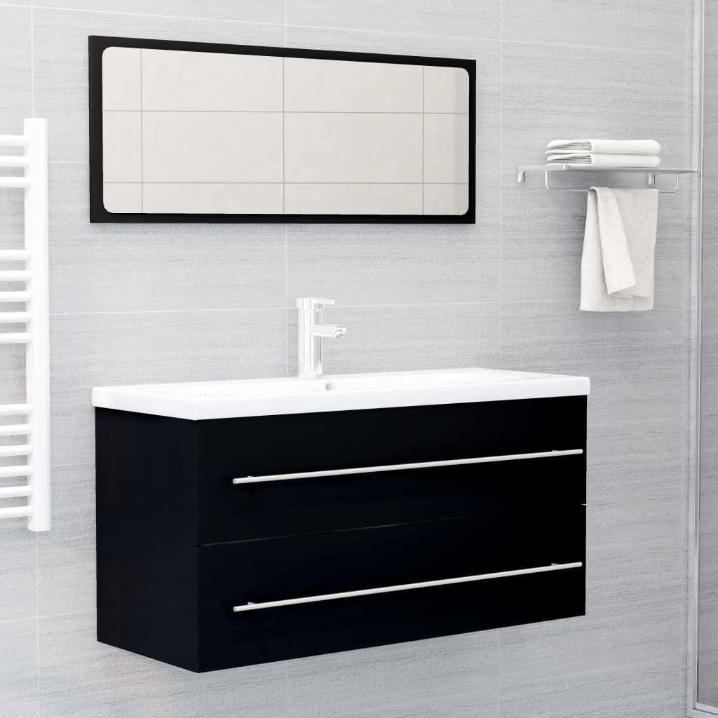 Håndvask Skab Sort 100x38,5x48 cm Træ Materiale