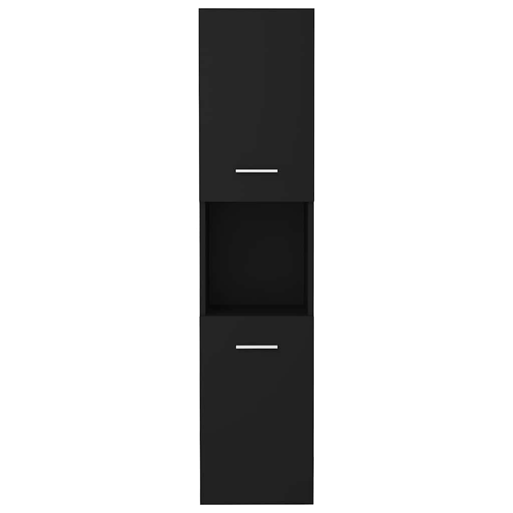 Badezimmerschrank Schwarz 30x30x130 cm Holzwerkstoff