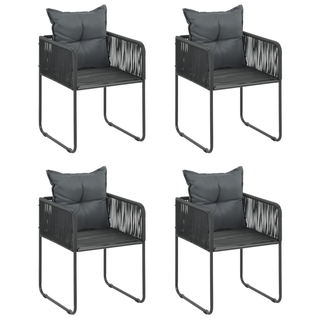 5-tlg. Garten-Essgruppe PVC Rattan Schwarz