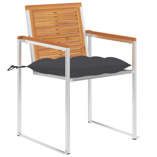 Gartenstühle mit Kissen 2 Stk. Massivholz Akazie und Stahl