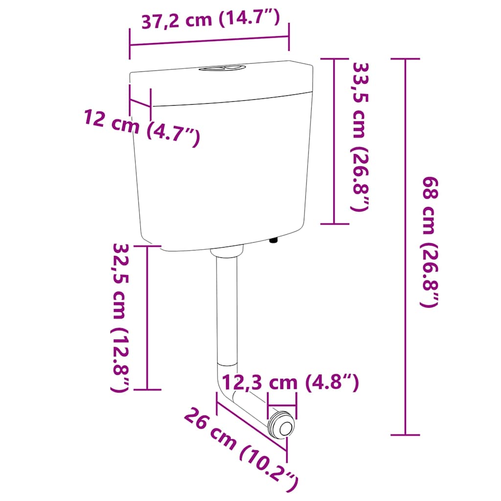 Spülkasten Wasserzulauf Unten 3/6 L Schwarz