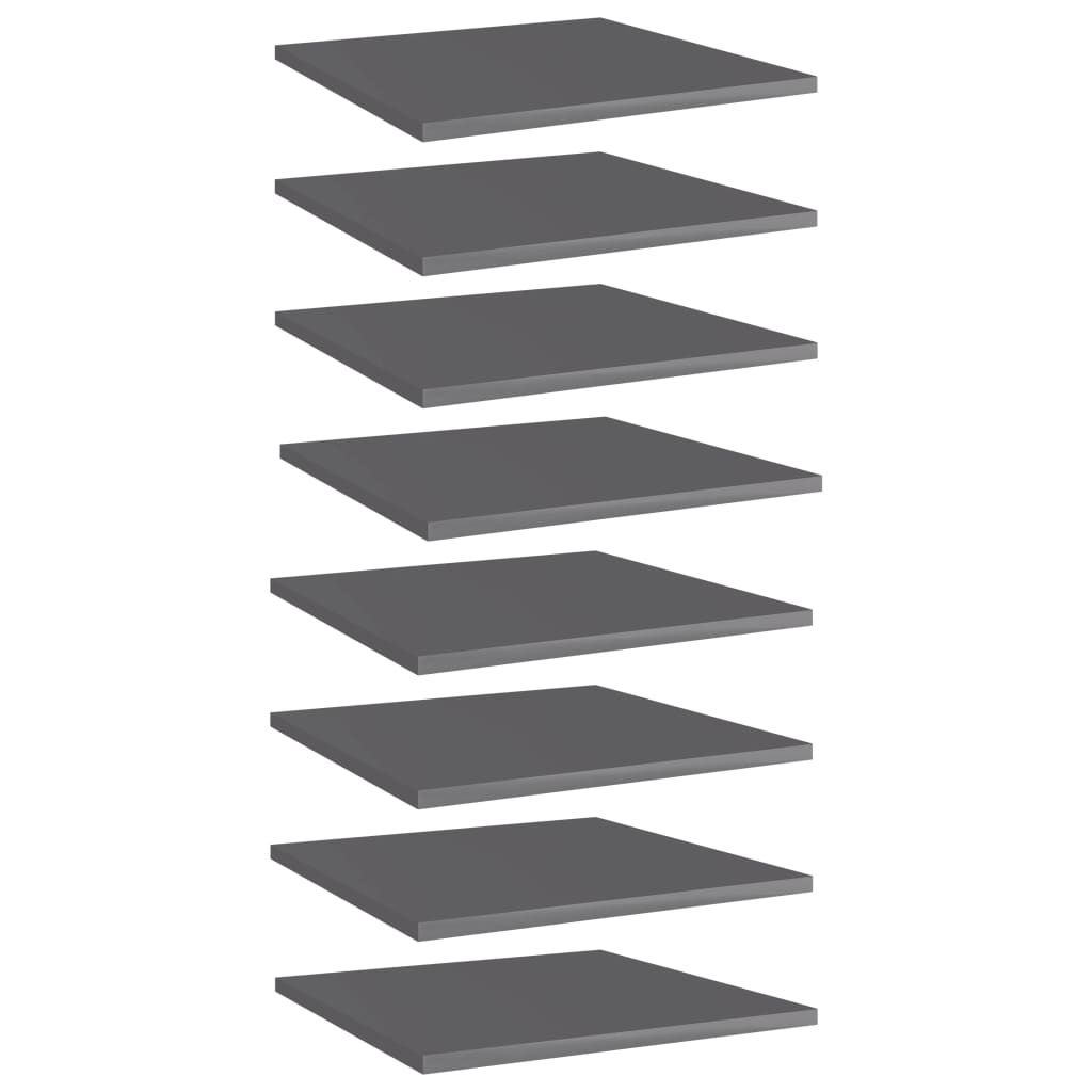 Bücherregal-Bretter 8 Stk. Hochglanz-Grau 40x40x1,5 cm