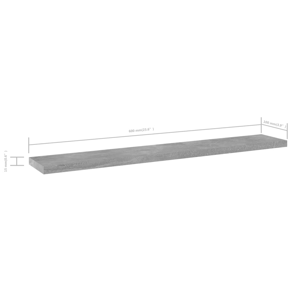 Bücherregal-Bretter 4 Stk. Betongrau 60x10x1,5 cm Holzwerkstoff