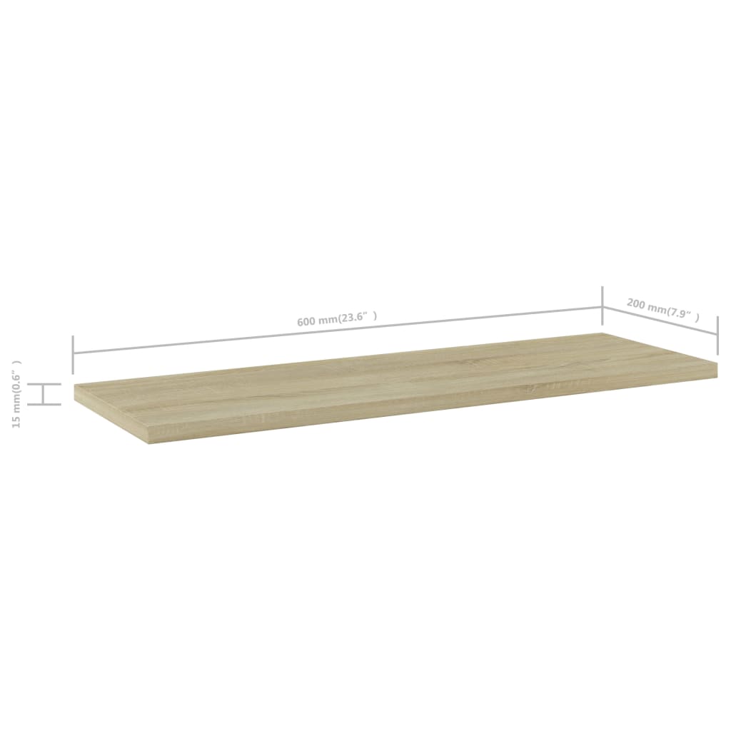 Bücherregal-Bretter 4 Stk. Sonoma-Eiche 60x20x1,5 cm