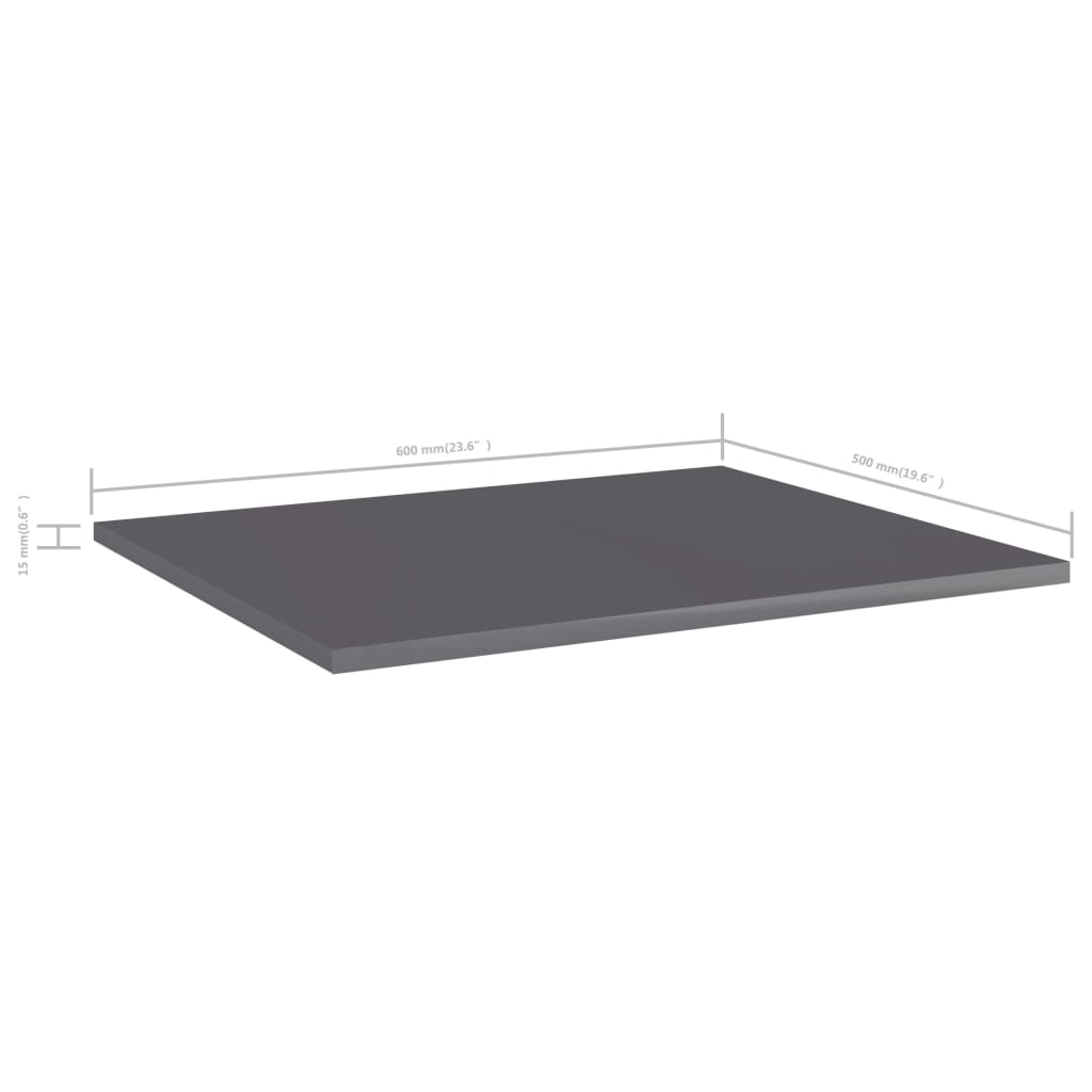 Bücherregal-Bretter 8 Stk. Hochglanz-Grau 60x50x1,5 cm