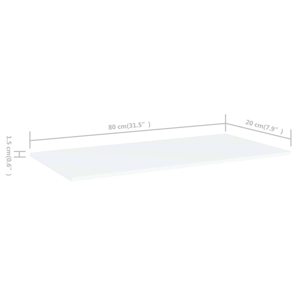 Bücherregal-Bretter 4 Stk. Weiß 80x20x1,5 cm Holzwerkstoff