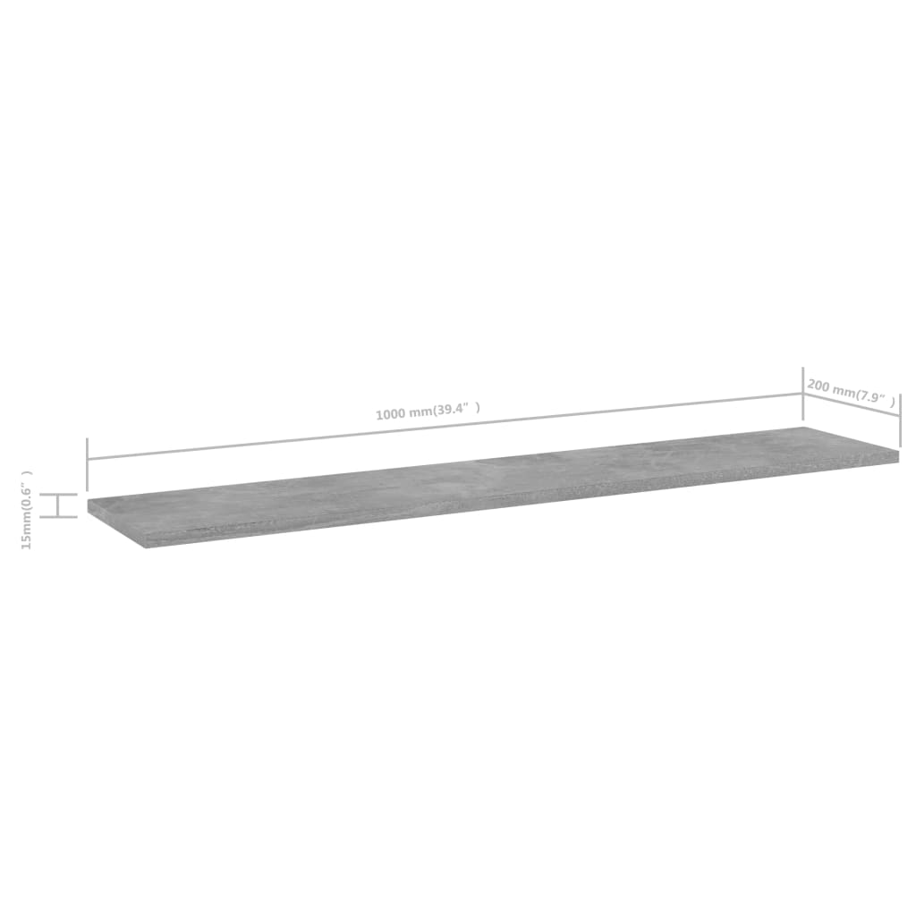 Bücherregal-Bretter 4 Stk. Betongrau 100x20x1,5cm Holzwerkstoff