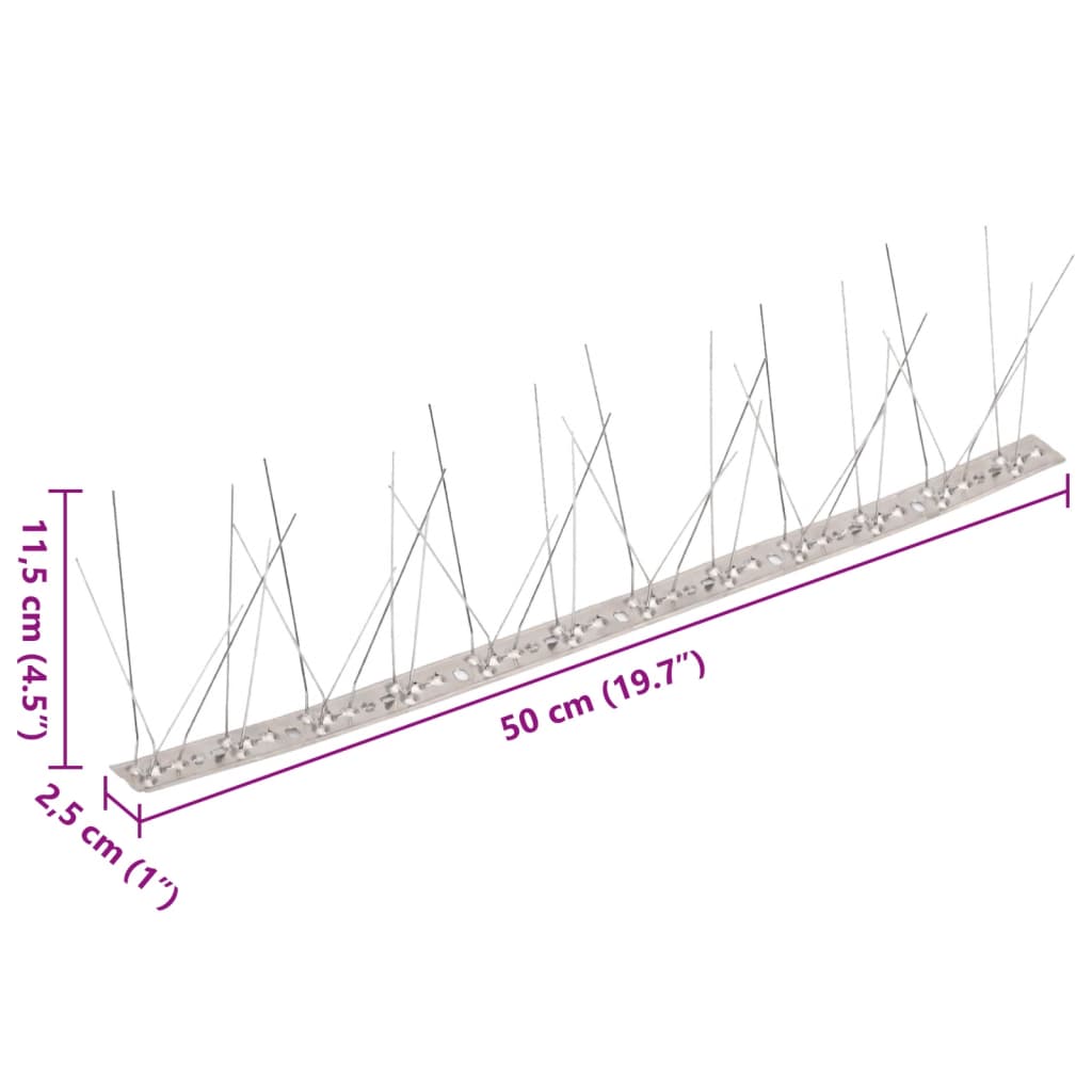 40-tlg. Taubenabwehr Spikes-Set Edelstahl 20 m 5-reihig
