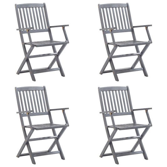 Klappbare Gartenstühle 4 Stk. mit Sitzkissen Massivholz Akazie