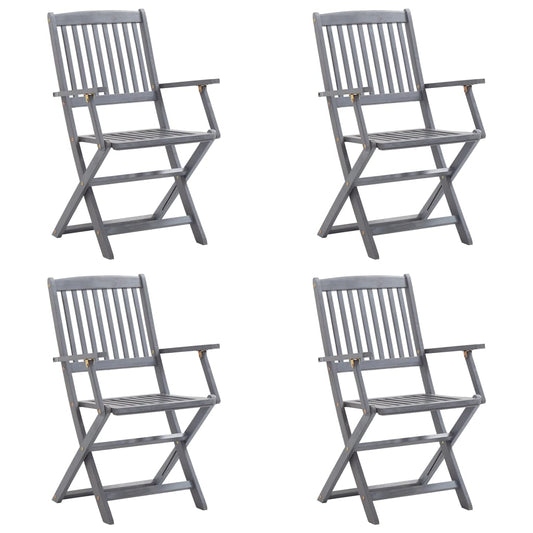 Klappbare Gartenstühle 4 Stk. mit Sitzkissen Massivholz Akazie