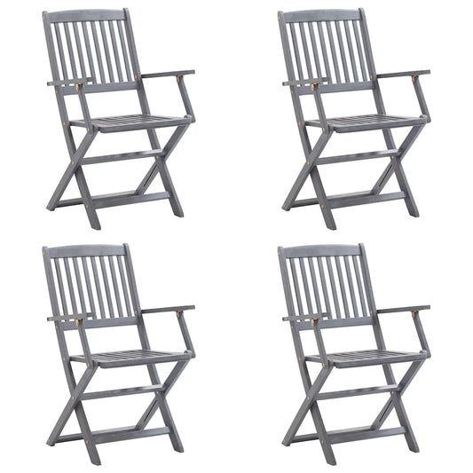 Klappbare Gartenstühle 4 Stk. mit Sitzkissen Massivholz Akazie